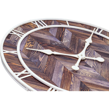 Wanduhr – Dunkles Holz, Römische Ziffern, Fischgrätmuster - Roman Vintage | NeXtime