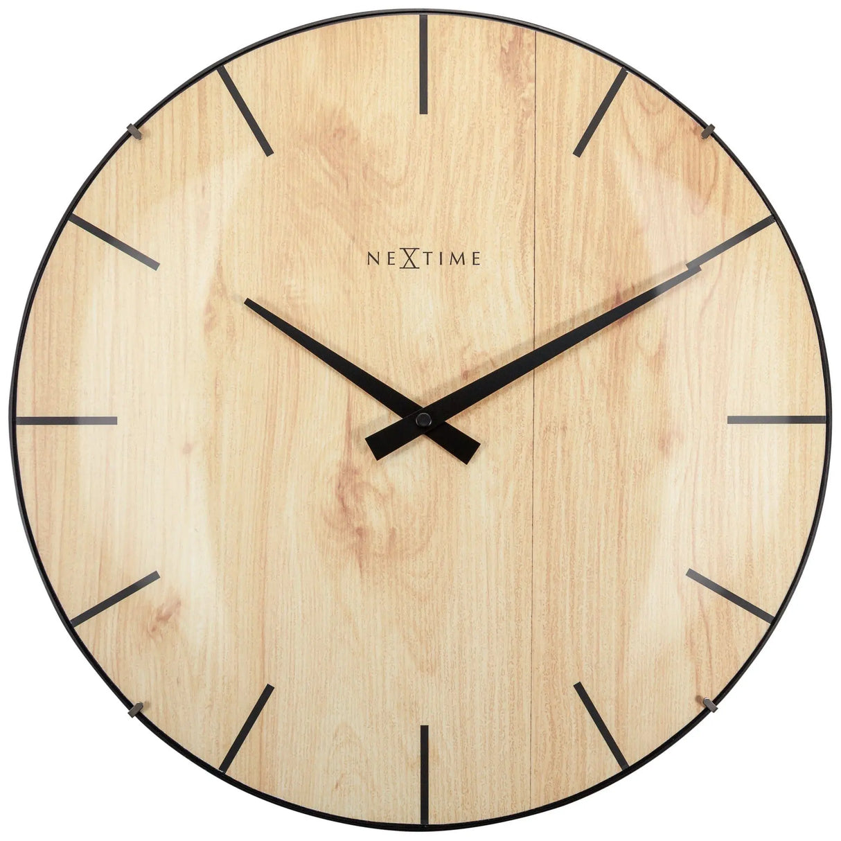 Wanduhr – Lautloses Uhrwerk, Streifenindex, Kuppelglas - Edge Wood Dome | NeXtime
