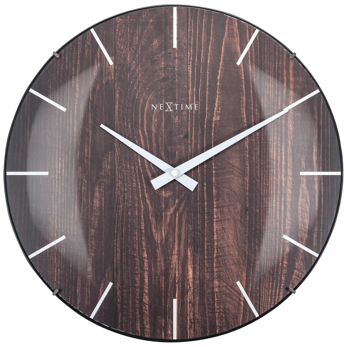 Wanduhr – Lautloses Uhrwerk, Holzoptik, Kuppelglas - Edge Wood Dome | NeXtime