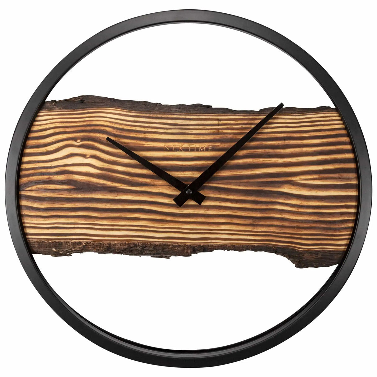 Wanduhr – Echtes Holz, Schwarzer Ring, Stilles Werk - Forest | NeXtime
