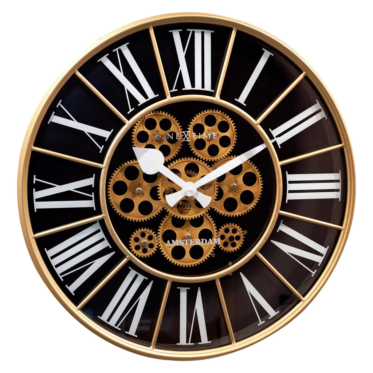 Wanduhr – Bewegliche Zahnräder, Römische Ziffern, Markante Optik - William | NeXtime