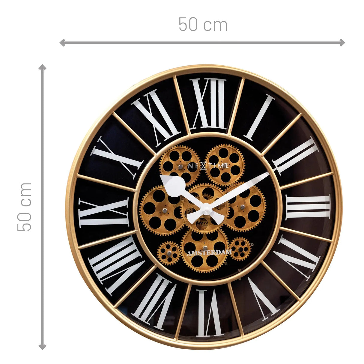 Wanduhr – Bewegliche Zahnräder, Römische Ziffern, Markante Optik - William | NeXtime