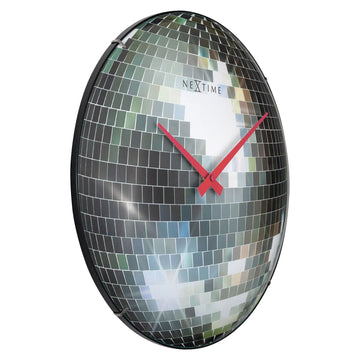 Wanduhr – Lautloses Uhrwerk, Kuppelglas, Disco-Optik - Disco Ball | NeXtime