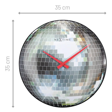 Wanduhr – Lautloses Uhrwerk, Kuppelglas, Disco-Optik - Disco Ball | NeXtime