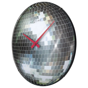 Wanduhr – Lautloses Uhrwerk, Kuppelglas, Disco-Optik - Disco Ball | NeXtime
