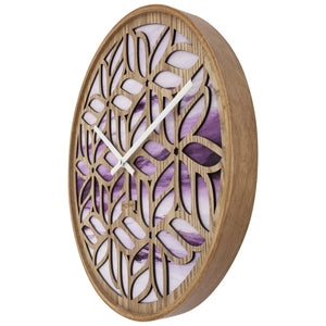 Wanduhr – Florales Holz, Sanfte Farben, Stilles Werk - Yogi | NeXtime