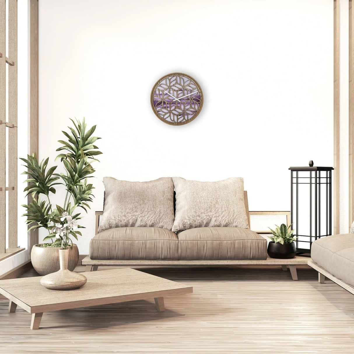 Wanduhr – Florales Holz, Sanfte Farben, Stilles Werk - Yogi | NeXtime