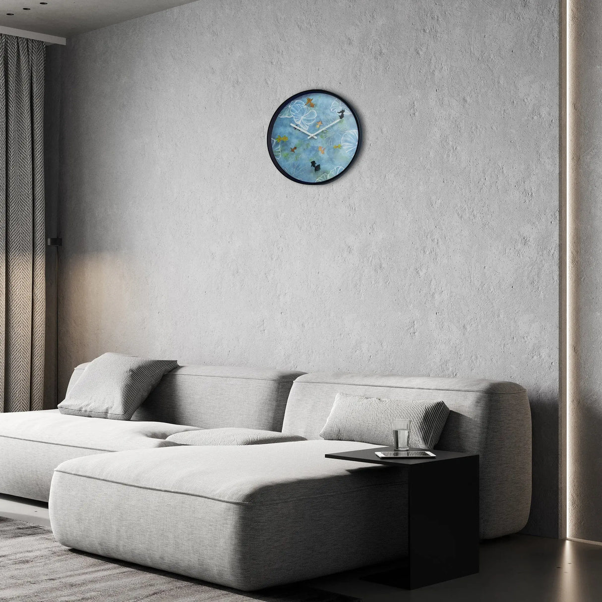 Wanduhr – Goldfischmotiv, Lotusmuster, Stilles Werk - Pond | NeXtime