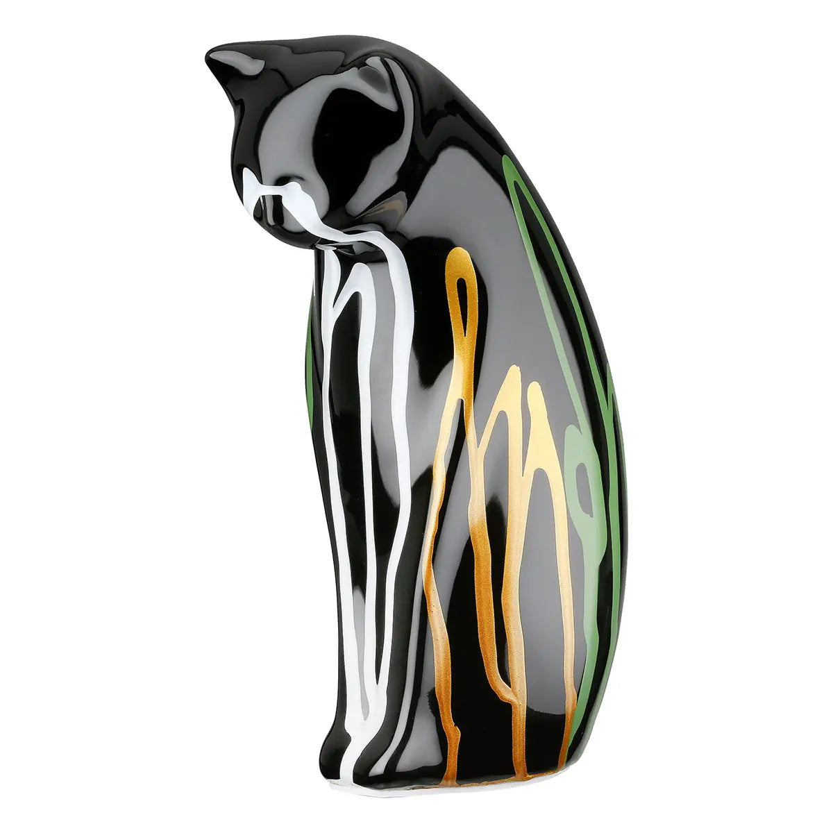 Dekofigur – Schwarze Keramik, Glasierte Oberfläche, Zwei Katzen - Scuro | Gilde