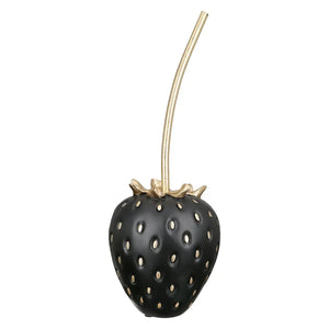 Dekoobjekt – Schwarze Erdbeerform, Matte Oberfläche, Höhe 28,5 cm - Frutilla | Gilde