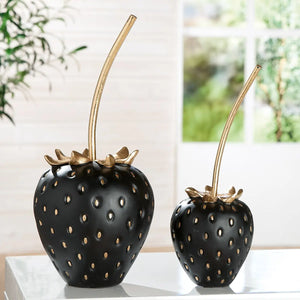Dekoobjekt – Schwarze Erdbeerform, Matte Oberfläche, Höhe 35 cm - Frutilla | Gilde