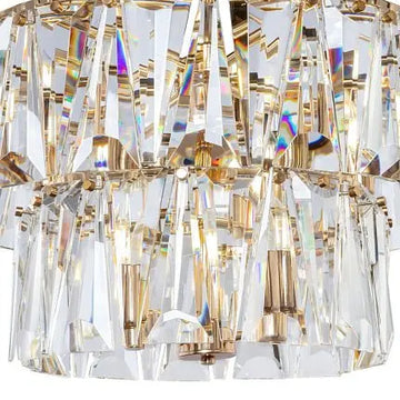Pendant lamp with three-tiered, crystal-encrusted metal frame (18 × E14, height-adjustable) – Puntes | Maytoni