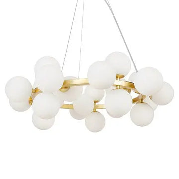 Pendant lamp with gold-colored metal frame and white glass in a modern design – Dallas | Maytoni