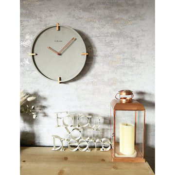 Wanduhr – Betonoptik, Kupferdetails, Stilles Werk - Mohawk Wand | NeXtime