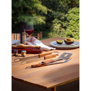 Grillbesteck-Set Walnussholz-Griffe gebürsteter Edelstahl 3-teiliges BBQ-Werkzeug – Brick | Philippi