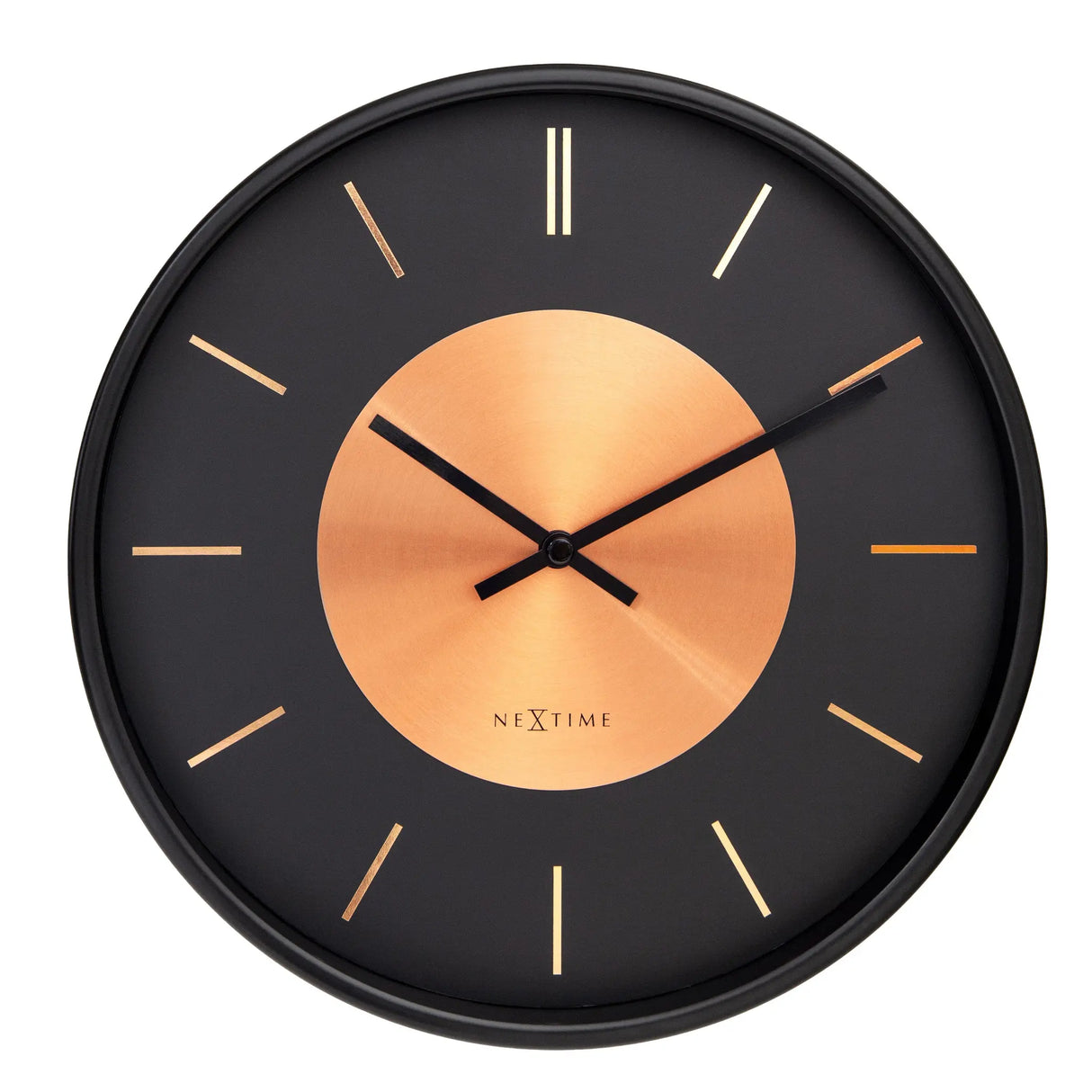 Wanduhr – Gebürstetes Metall, Kupferakzent, Stilles Werk - Retro II | NeXtime