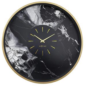 Wanduhr – Lautloses Uhrwerk, Marmoroptik, Goldrahmen - Marble Duo | NeXtime