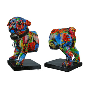 Buchstützen – Mehrfarbiges Graffiti, Rotes Detail, Höhe 20 cm - Street Art | Gilde