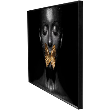 Wandbild aus mit Frauenmotiv Schmetterlingsdetail und rechteckigem Design – Woman Butterfly | PTMD - Esszett Luxury | Stilvolles Wohnen mit Charakter