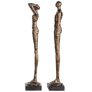Skulptur – Bronzefarbene Struktur, Schwarzer Akzent, Höhe 77,5 cm - Millenium | Gilde