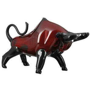 Dekofigur – Glänzendes Glas, Roter Stier, Höhe 28 cm - Stier | Gilde