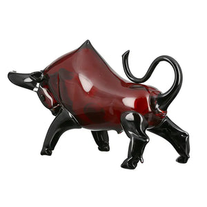 Dekofigur – Glänzendes Glas, Roter Stier, Höhe 28 cm - Stier | Gilde