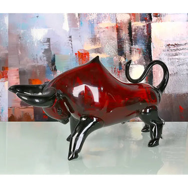 Dekofigur – Glänzendes Glas, Roter Stier, Höhe 28 cm - Stier | Gilde