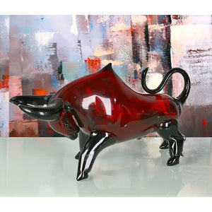 Dekofigur – Glänzendes Glas, Roter Stier, Höhe 28 cm - Stier | Gilde