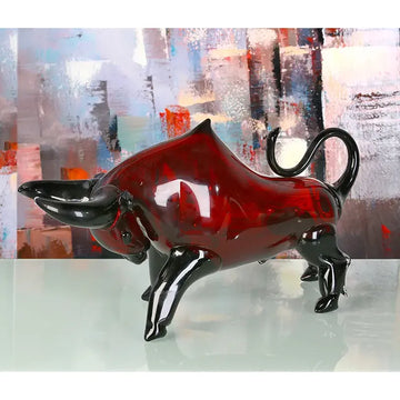 Dekofigur – Glänzendes Glas, Roter Stier, Höhe 28 cm - Stier | Gilde