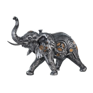Dekofigur – Silberner Elefant, Kupferfarbener Akzent, Höhe 23 cm - Steampunk Elephant | Gilde