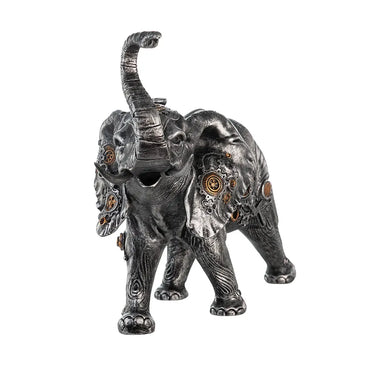 Dekofigur – Silberner Elefant, Kupferfarbener Akzent, Höhe 23 cm - Steampunk Elephant | Gilde