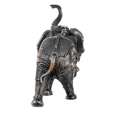 Dekofigur – Silberner Elefant, Kupferfarbener Akzent, Höhe 23 cm - Steampunk Elephant | Gilde