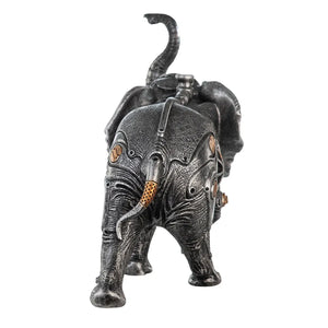 Dekofigur – Silberner Elefant, Kupferfarbener Akzent, Höhe 23 cm - Steampunk Elephant | Gilde