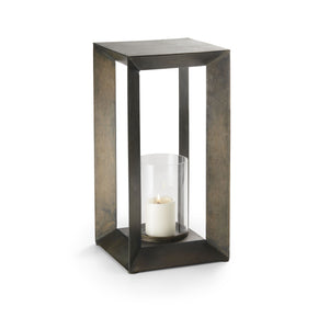 Windlicht – Metallrahmen in Bronze-Optik klarer Glaszylinder minimalistisches Design – Estate | Philippi