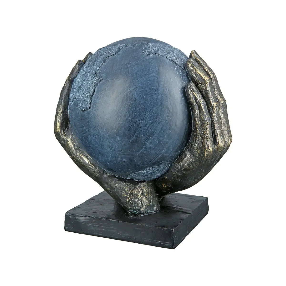 Skulptur – Bronzefarbener Ball, Graue Akzente, Höhe 19 cm - Save the World | Gilde
