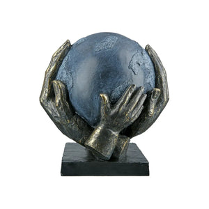 Skulptur – Bronzefarbener Ball, Graue Akzente, Höhe 19 cm - Save the World | Gilde