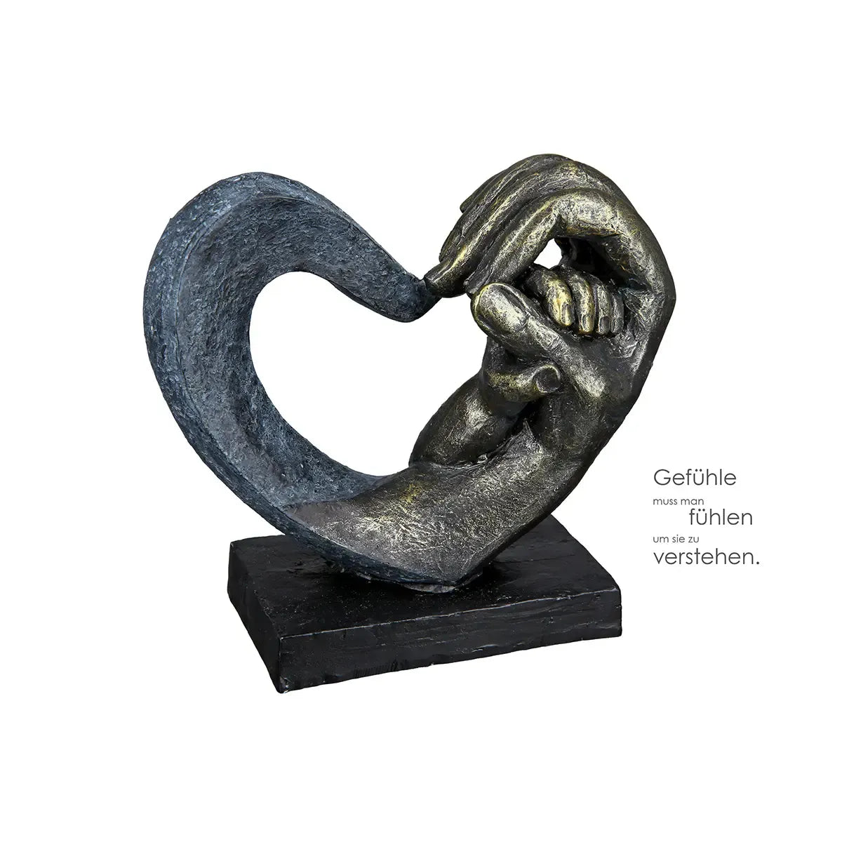 Skulptur – Bronzefarbenes Herz, Graue Akzente, Höhe 14 cm - Hands of Love | Gilde