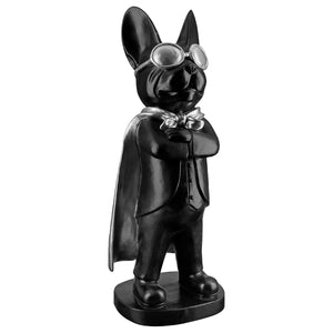 Dekofigur – Schwarze Bulldogge, Silberfarbener Akzent, Höhe 32,5 cm - Hero Dog | Gilde