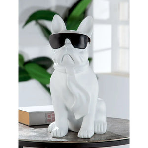 Dekofigur – Weiße Bulldogge, Schwarzer Akzent, Höhe 35 cm - Cool Dog | Gilde