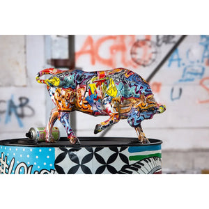 Dekofigur – Mehrfarbiges Graffiti, Stiermotiv, Höhe 27 cm - Street Art | Gilde