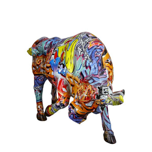 Dekofigur – Mehrfarbiges Graffiti, Stiermotiv, Höhe 27 cm - Street Art | Gilde