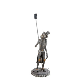 Tischleuchte – Silberner Affe, Schwarzer Akzent, Höhe 90 cm - Steampunk Monkey | Gilde