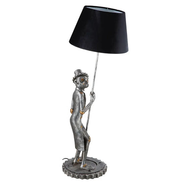 Tischleuchte – Silberner Affe, Schwarzer Akzent, Höhe 90 cm - Steampunk Monkey | Gilde
