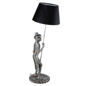 Tischleuchte – Silberner Affe, Schwarzer Akzent, Höhe 90 cm - Steampunk Monkey | Gilde