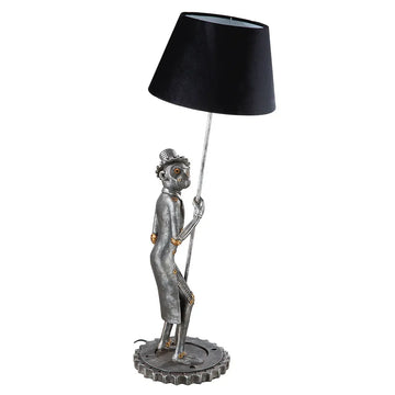 Tischleuchte – Silberner Affe, Schwarzer Akzent, Höhe 90 cm - Steampunk Monkey | Gilde