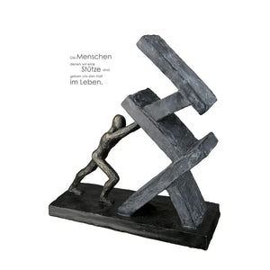 Skulptur – Antikes Finish, Bronzefarbener Akzent, Stützendes Motiv - Holding | Gilde