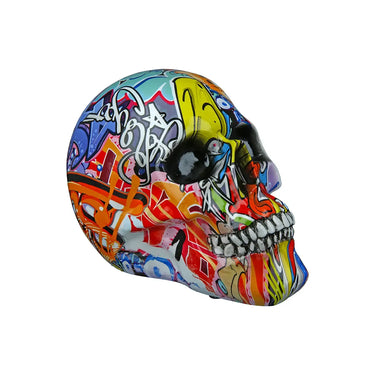 Dekoobjekt – Mehrfarbiges Graffiti, Totenkopfmotiv, Höhe 15 cm - Street Art | Gilde