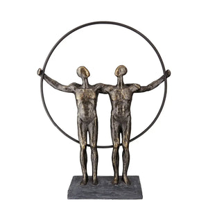 Skulptur – Antikes Finish, Bronzefarbene Oberfläche, Paarmotiv, 35,5 cm - Two Men | Gilde