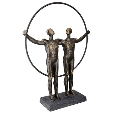 Skulptur – Antikes Finish, Bronzefarbene Oberfläche, Paarmotiv, 35,5 cm - Two Men | Gilde