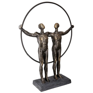 Skulptur – Antikes Finish, Bronzefarbene Oberfläche, Paarmotiv, 35,5 cm - Two Men | Gilde